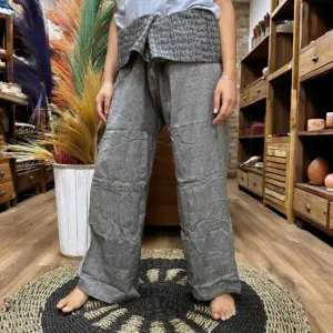Yoga and Festival Pants – Thai Fisherman Mandala Mantra on Grey | www.artisangoods.co.uk 2