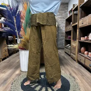 Yoga and Festival Pants – Thai Fisherman  Mandala Mantra on Orange | www.artisangoods.co.uk 5