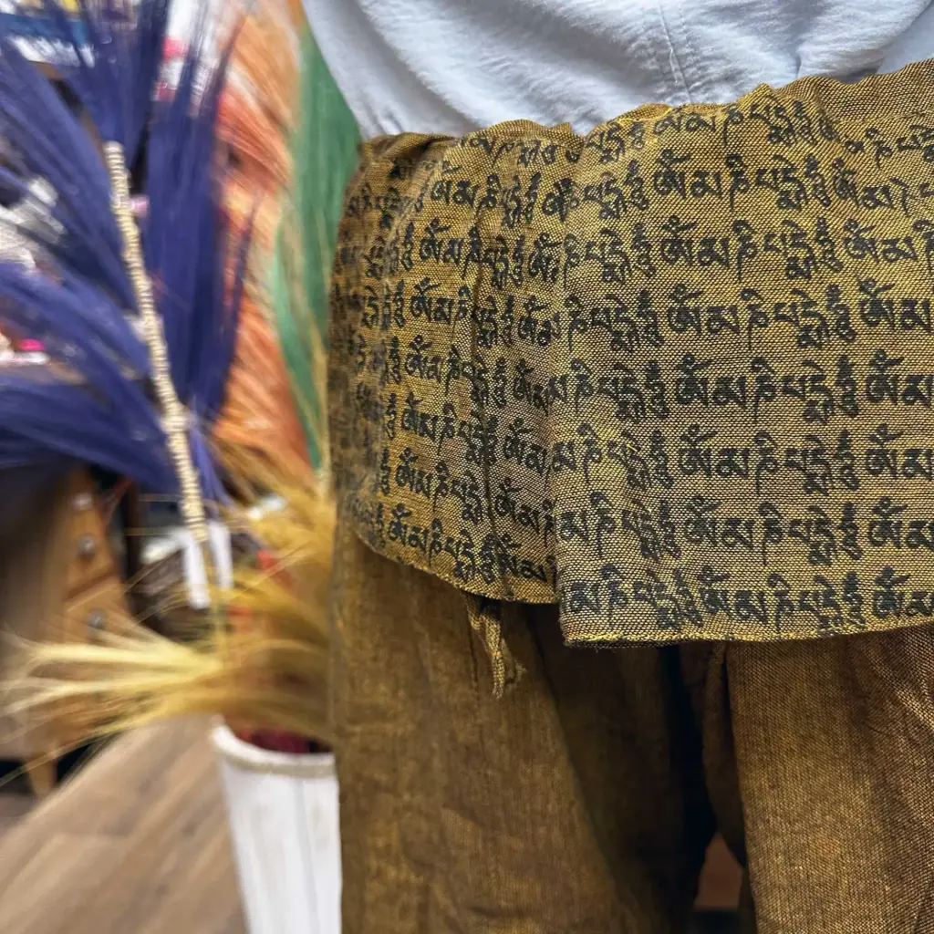 Yoga and Festival Pants – Thai Fisherman  Mandala Mantra on Orange | www.artisangoods.co.uk 6