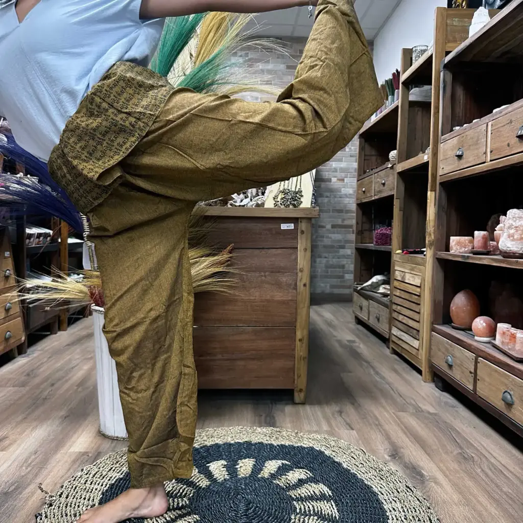 Yoga and Festival Pants – Thai Fisherman  Mandala Mantra on Orange | www.artisangoods.co.uk 2