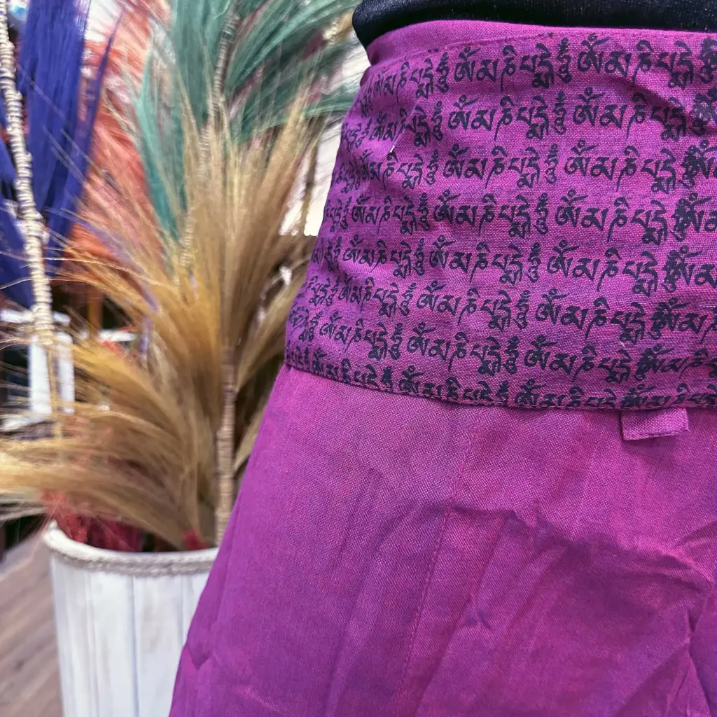 Yoga and Festival Pants – Thai Fisherman Mandala Mantra on Purple | www.artisangoods.co.uk 3
