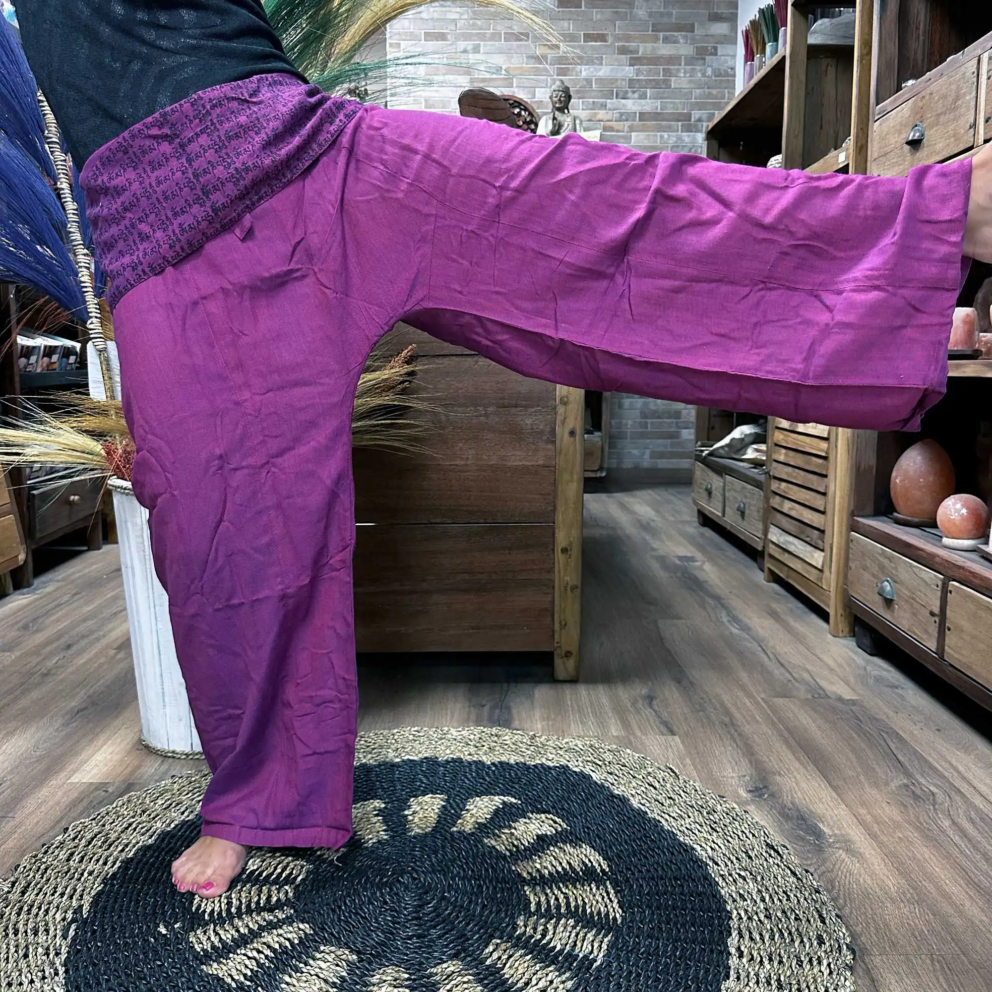 Yoga and Festival Pants – Thai Fisherman Mandala Mantra on Purple | www.artisangoods.co.uk 2 Yoga and Festival Pants – Thai Fisherman Mandala Mantra on Purple | www.artisangoods.co.uk 1