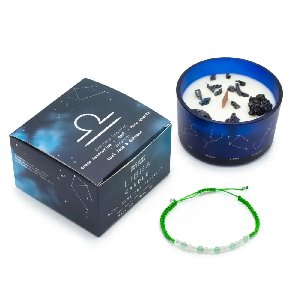 Zodiac Crystal Candle with Gemstone Bracelet – Libra | www.artisangoods.co.uk 2