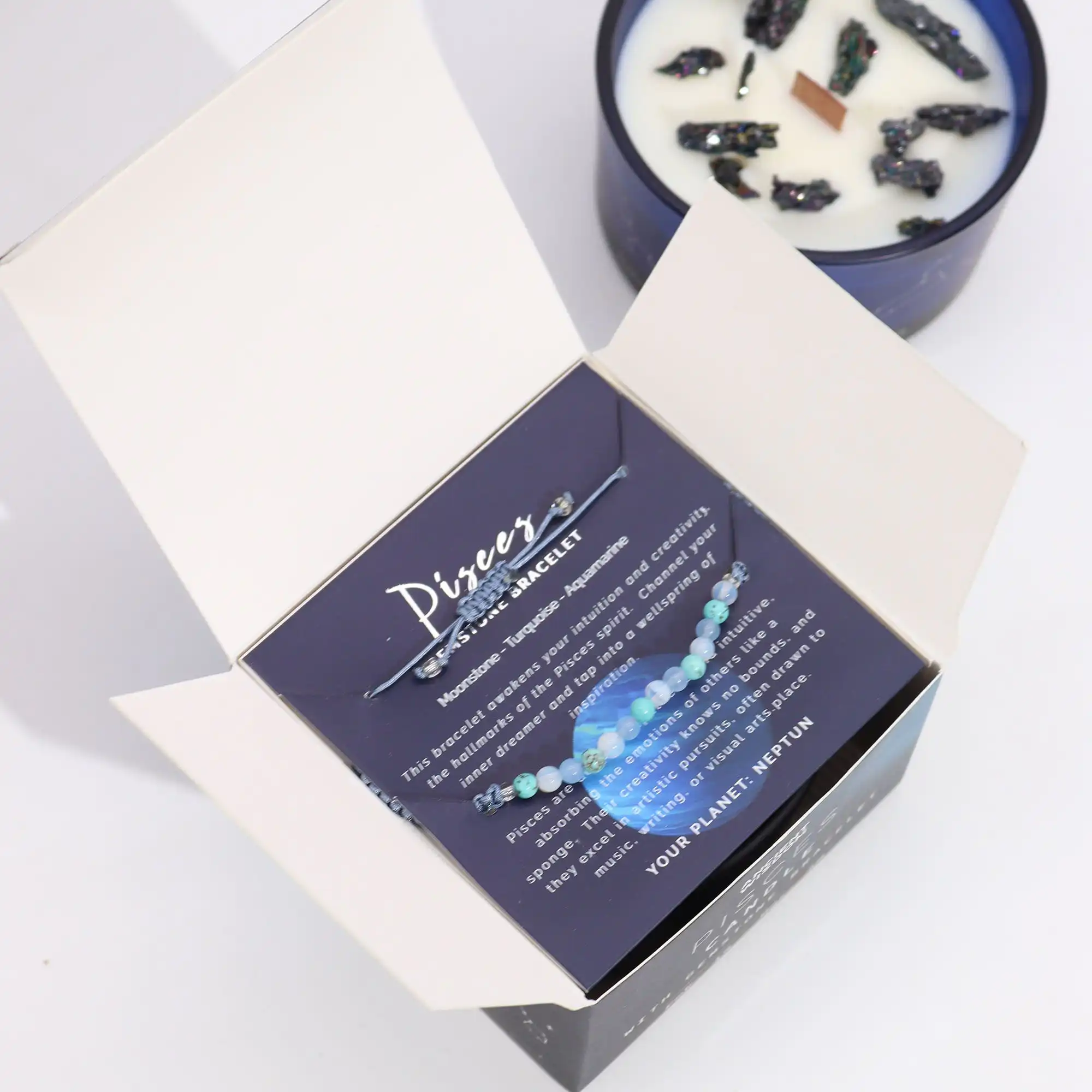 Zodiac Crystal Candle with Gemstone Bracelet – Pisces | www.artisangoods.co.uk 4 Zodiac Crystal Candle with Gemstone Bracelet – Pisces | www.artisangoods.co.uk 3