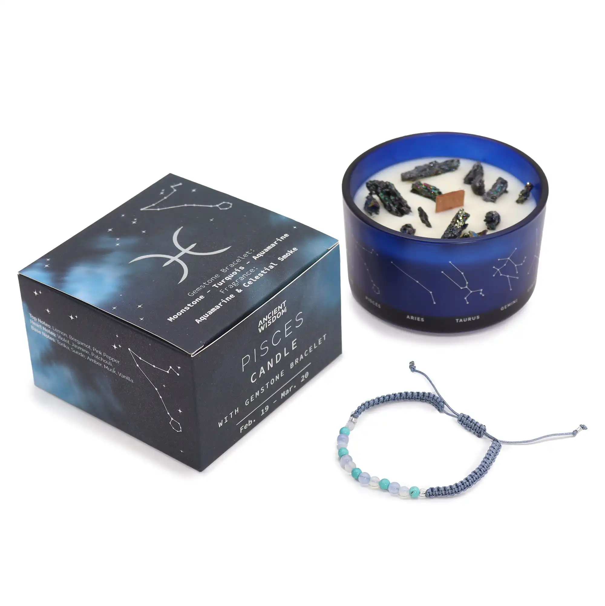 Zodiac Crystal Candle with Gemstone Bracelet – Pisces | www.artisangoods.co.uk 3 Zodiac Crystal Candle with Gemstone Bracelet – Pisces | www.artisangoods.co.uk 2