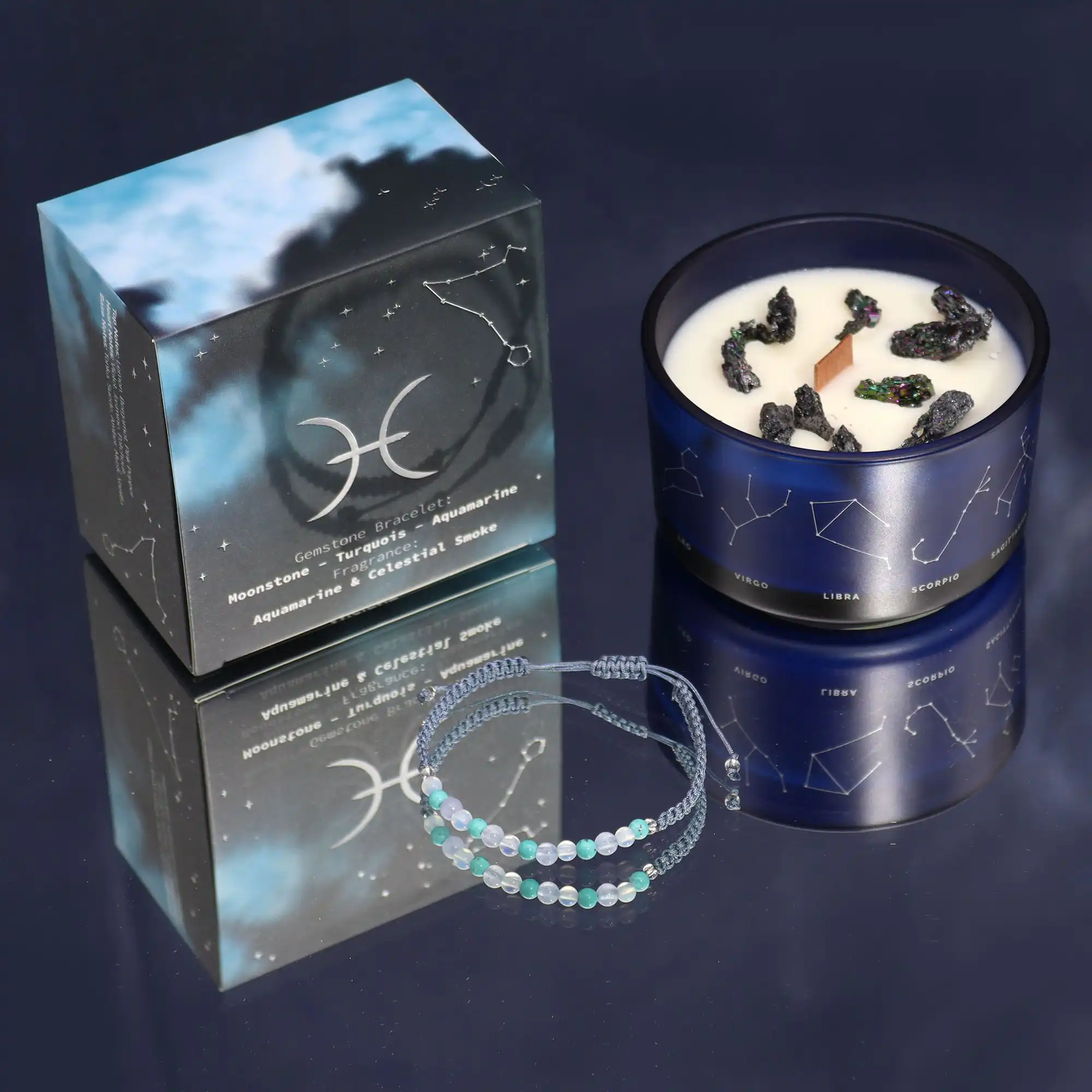 Zodiac Crystal Candle with Gemstone Bracelet – Pisces | www.artisangoods.co.uk 2 Zodiac Crystal Candle with Gemstone Bracelet – Pisces | www.artisangoods.co.uk 1