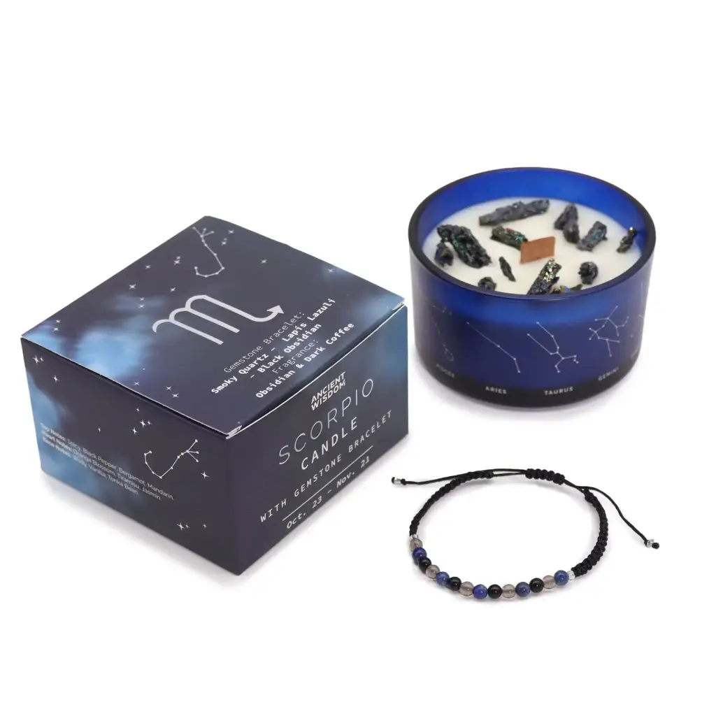 Zodiac Crystal Candle with Gemstone Bracelet – Scorpio | www.artisangoods.co.uk 2 Zodiac Crystal Candle with Gemstone Bracelet – Scorpio | www.artisangoods.co.uk 2