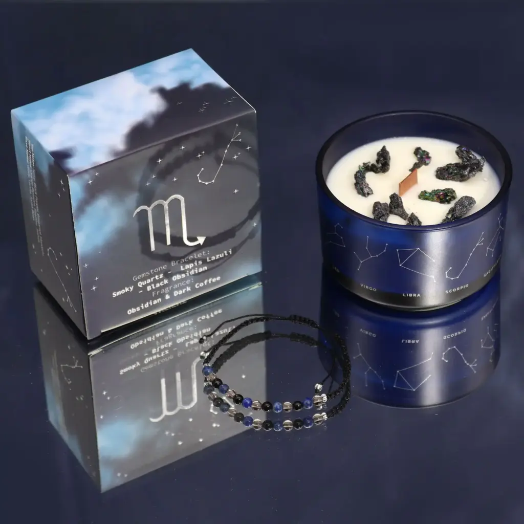 Zodiac Crystal Candle with Gemstone Bracelet – Scorpio | www.artisangoods.co.uk Zodiac Crystal Candle with Gemstone Bracelet – Scorpio | www.artisangoods.co.uk