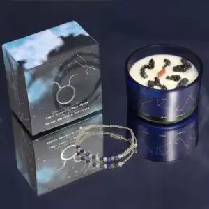 Zodiac Crystal Candle with Gemstone Bracelet – Taurus | www.artisangoods.co.uk 1