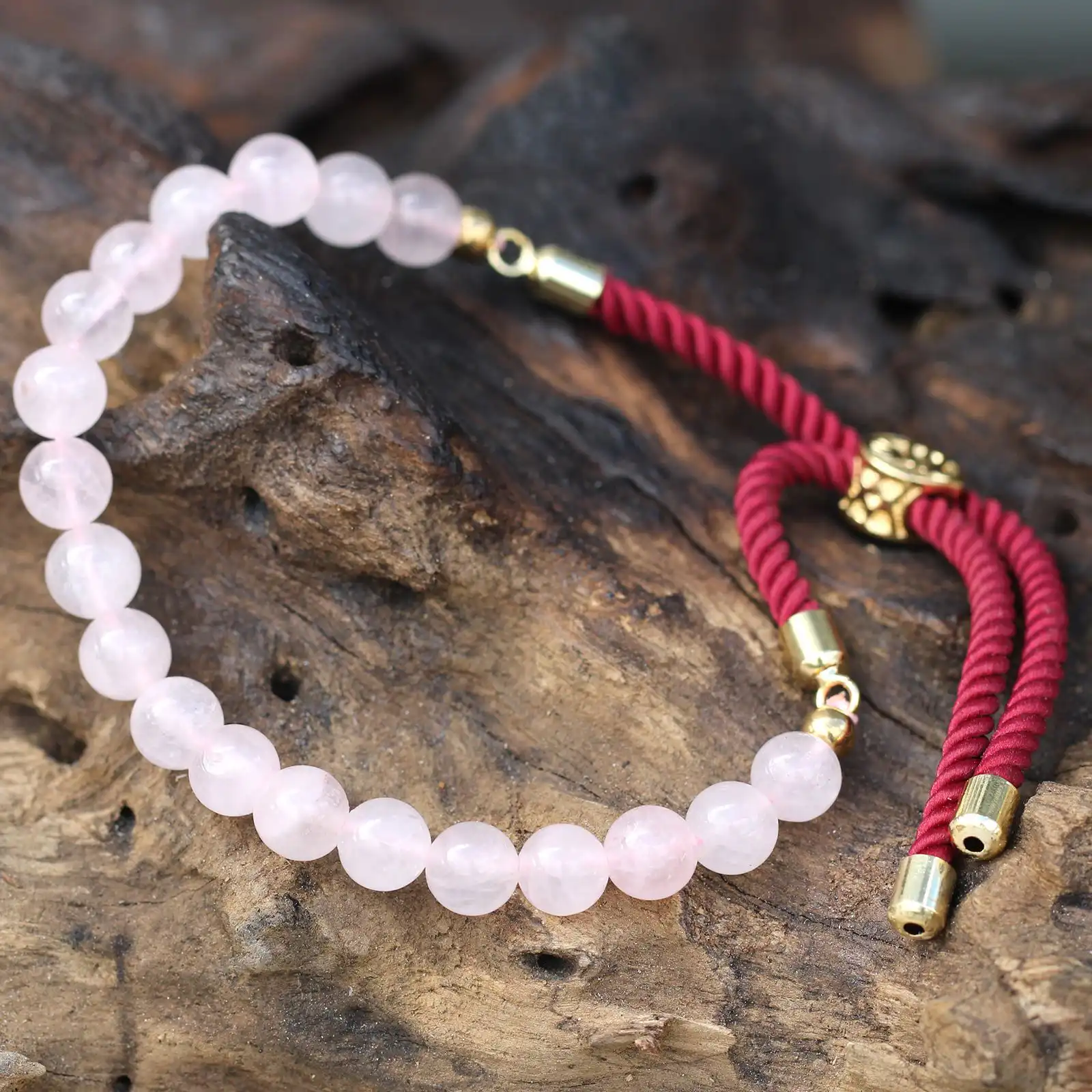 18K Gold Plated Gemstone Bordeaux String Bracelet – Rose Quartz | www.artisangoods.co.uk 4 18K Gold Plated Gemstone Bordeaux String Bracelet – Rose Quartz | www.artisangoods.co.uk 3