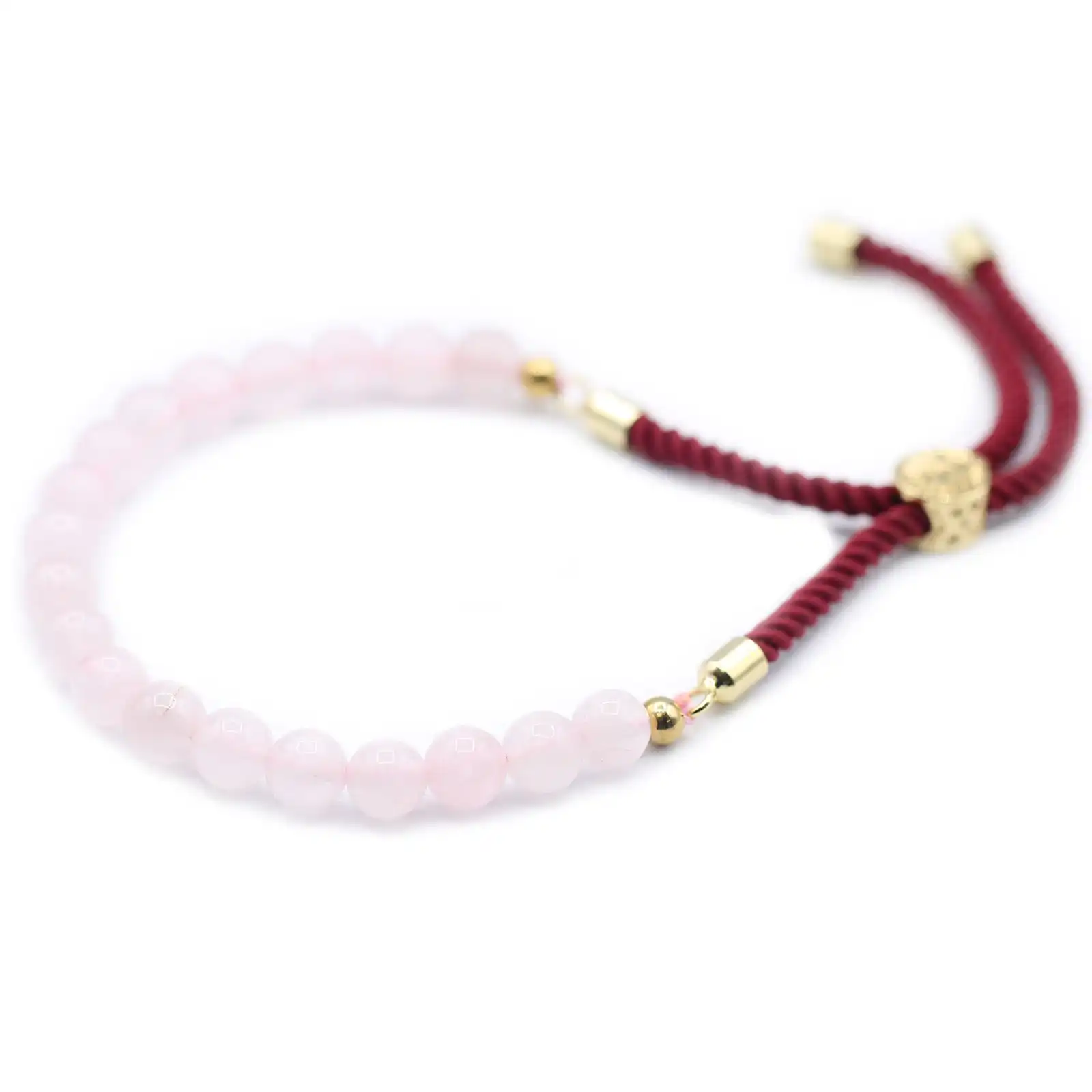 18K Gold Plated Gemstone Bordeaux String Bracelet – Rose Quartz | www.artisangoods.co.uk 2 18K Gold Plated Gemstone Bordeaux String Bracelet – Rose Quartz | www.artisangoods.co.uk 1