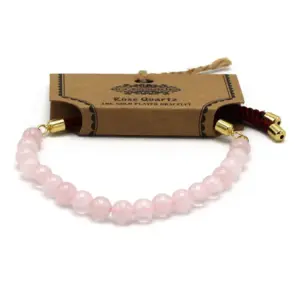 18K Gold Plated Gemstone Bordeaux String Bracelet – Rose Quartz | www.artisangoods.co.uk 4