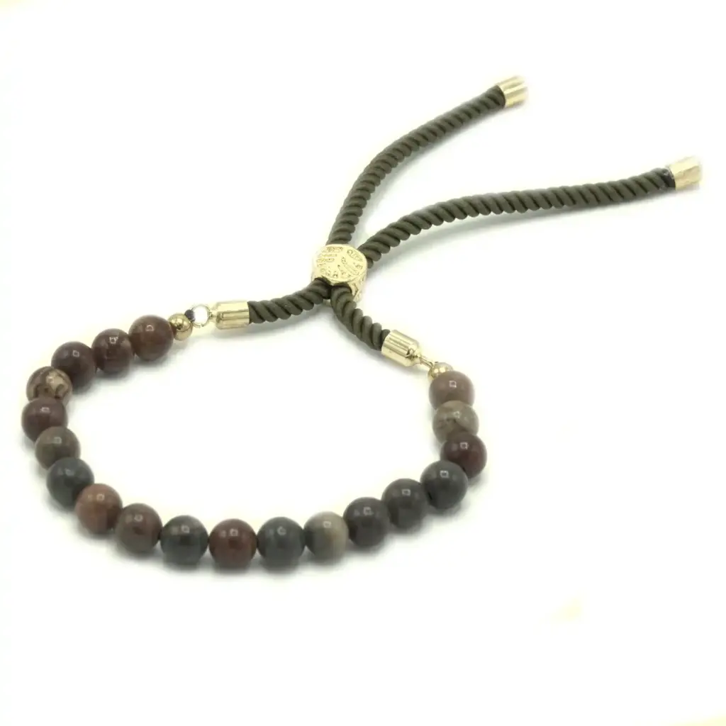 18K Gold Plated Gemstone Moss String Bracelet –  Picasso Jasper | www.artisangoods.co.uk 3