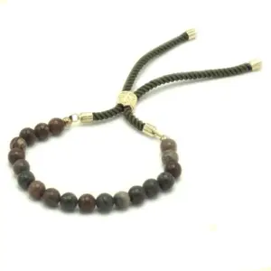 18K Gold Plated Gemstone Moss String Bracelet –  Picasso Jasper | www.artisangoods.co.uk 3