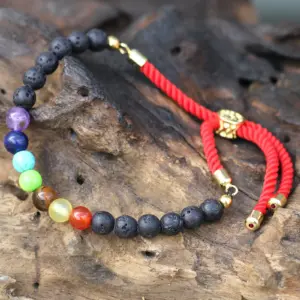 18K Gold Plated Gemstone Royal String Bracelet – Lava Stone Chakra | www.artisangoods.co.uk 2
