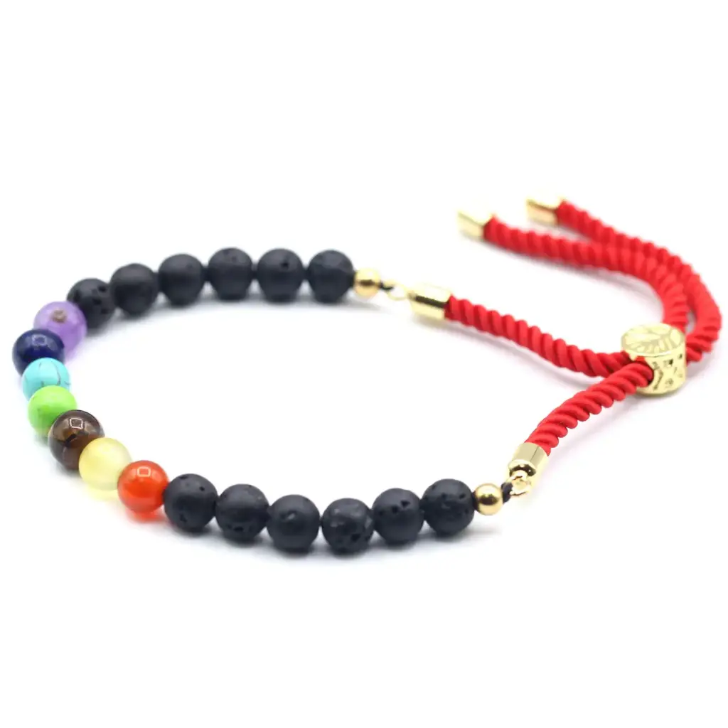 18K Gold Plated Gemstone Royal String Bracelet – Lava Stone Chakra | www.artisangoods.co.uk