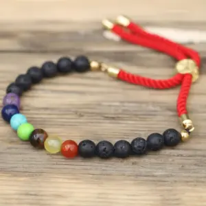 18K Gold Plated Gemstone Royal String Bracelet – Lava Stone Chakra | www.artisangoods.co.uk 3