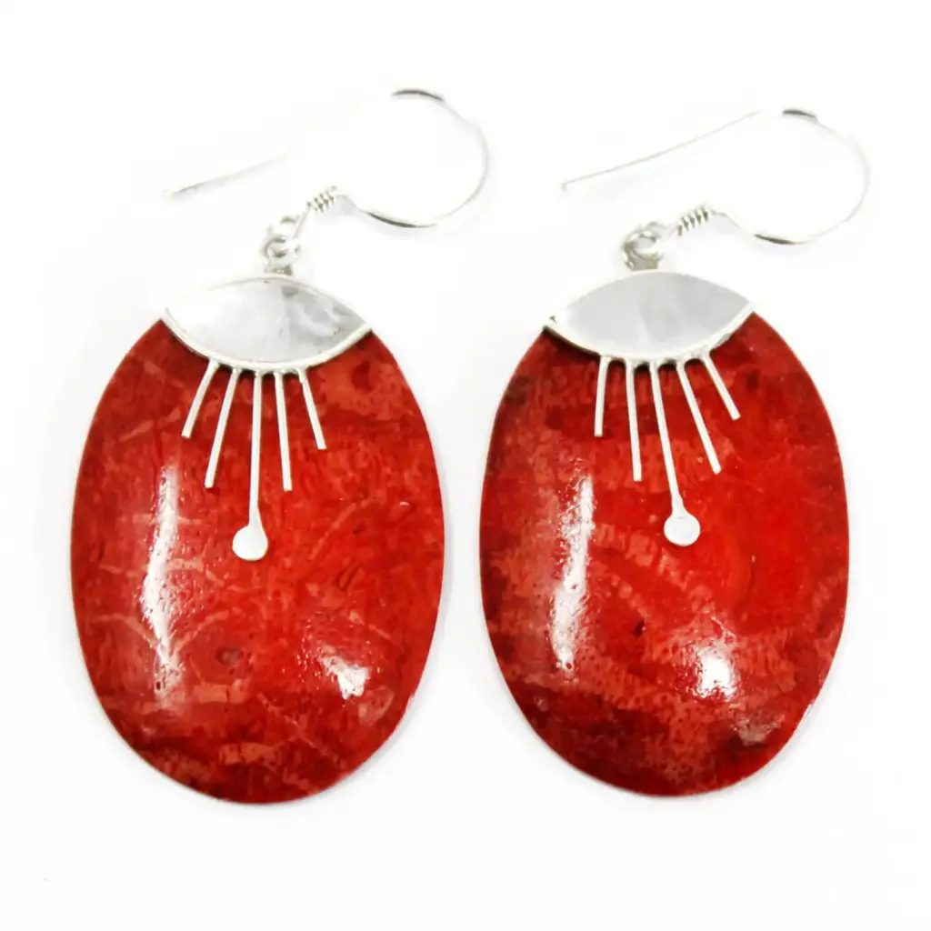 925 Silver Earrings – Oval Décor | www.artisangoods.co.uk