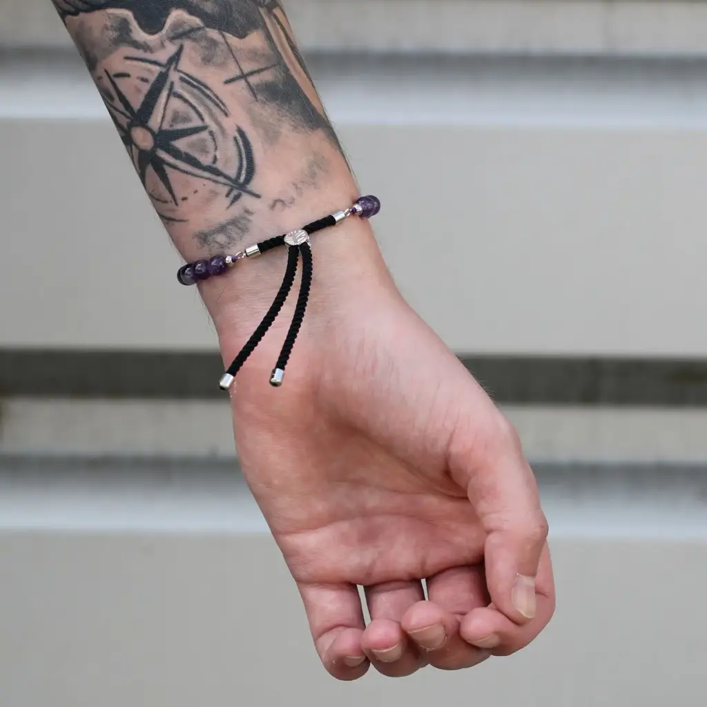 925 Silver Plated Gemstone Charcoal String Bracelet – Dalmatian Jasper | www.artisangoods.co.uk 6