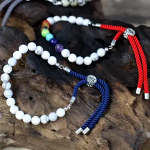 925 Silver Plated Gemstone Charcoal String Bracelet – Dalmatian Jasper | www.artisangoods.co.uk 5