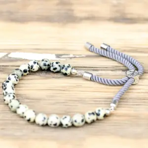 925 Silver Plated Gemstone Charcoal String Bracelet – Dalmatian Jasper | www.artisangoods.co.uk 3