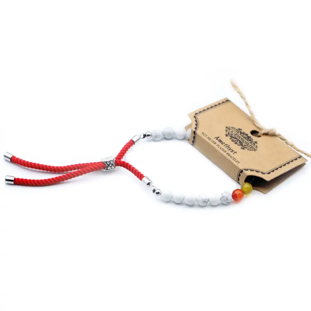 925 Silver Plated Gemstone Royal Red String Bracelet – White Howlite Chakra | www.artisangoods.co.uk 2 925 Silver Plated Gemstone Royal Red String Bracelet – White Howlite Chakra | www.artisangoods.co.uk 2