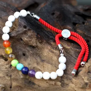 925 Silver Plated Gemstone Royal Red String Bracelet – White Howlite Chakra | www.artisangoods.co.uk 4