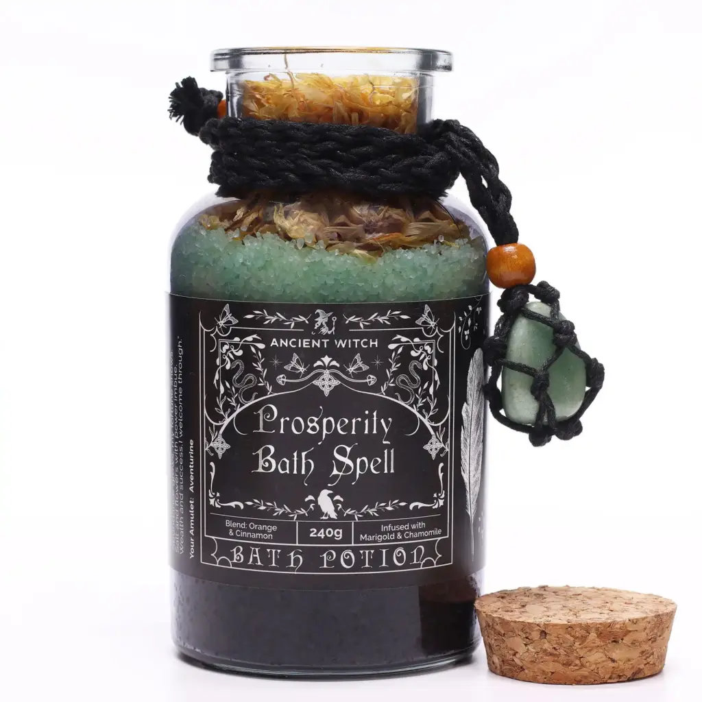 Ancient Witch Bath Spell Potion & Aventurine Crystal Amulet – Prosperity | www.artisangoods.co.uk 2 Ancient Witch Bath Spell Potion & Aventurine Crystal Amulet – Prosperity | www.artisangoods.co.uk 2