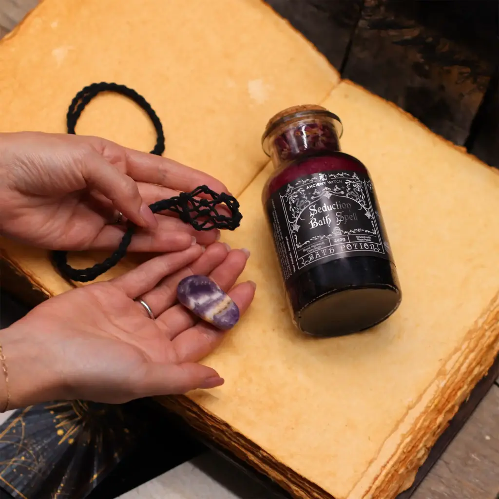 Ancient Witch Bath Spell Potion & Citrine Crystal Amulet – Success | www.artisangoods.co.uk 9
