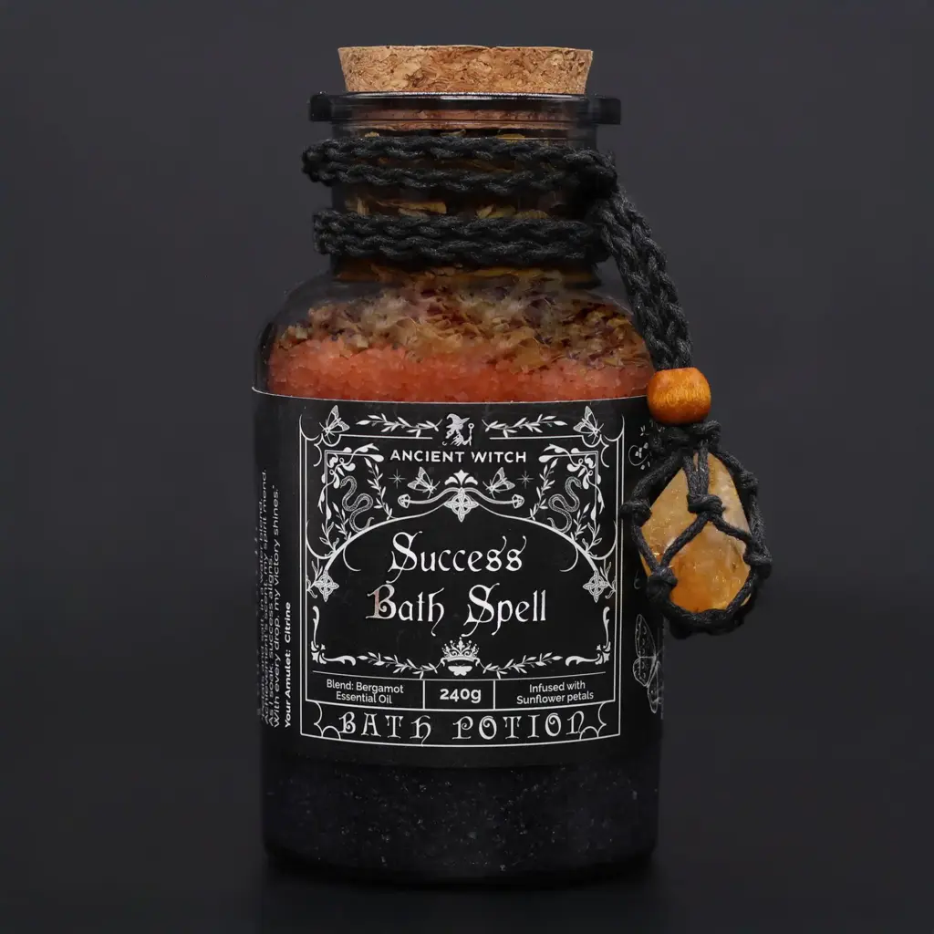 Ancient Witch Bath Spell Potion & Citrine Crystal Amulet – Success | www.artisangoods.co.uk 8