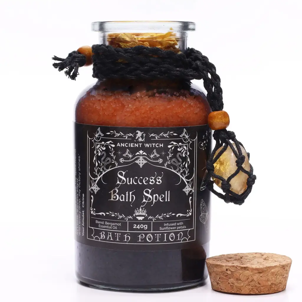 Ancient Witch Bath Spell Potion & Citrine Crystal Amulet – Success | www.artisangoods.co.uk 3