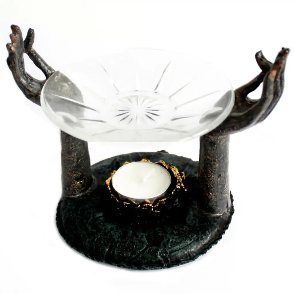 Antique Buddha – Om Hands Oil Burner | www.artisangoods.co.uk