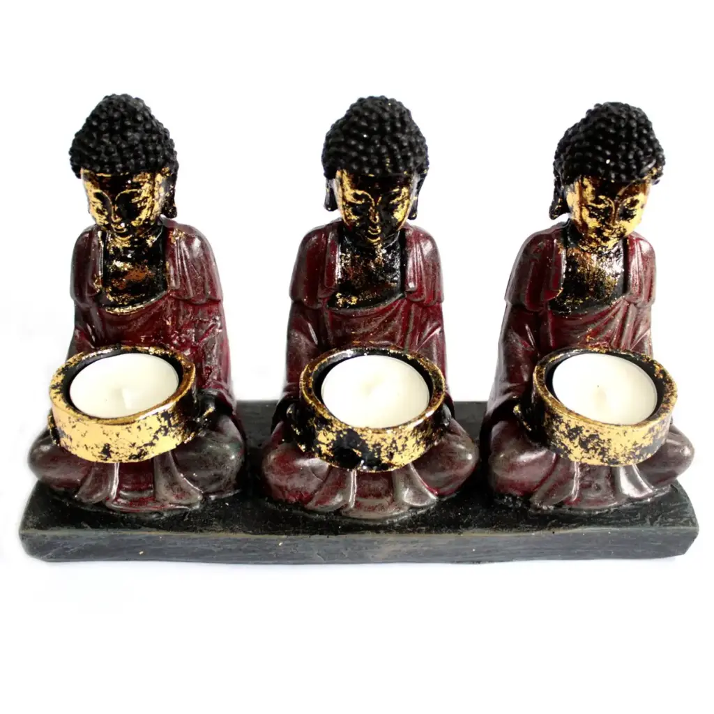 Antique Buddha – Three Devotees Candle Holder | www.artisangoods.co.uk