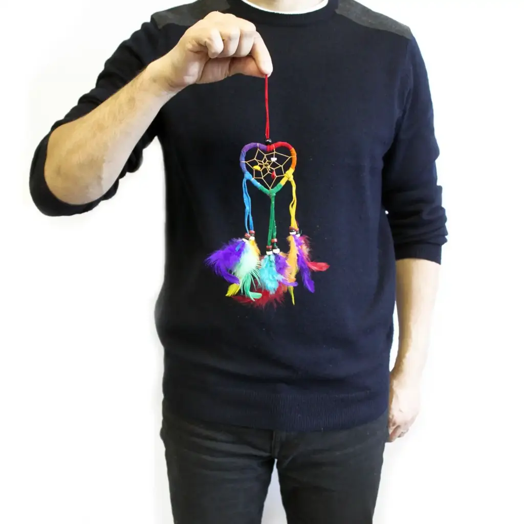 Bali Dreamcatchers – Small Heart – Rainbow | www.artisangoods.co.uk