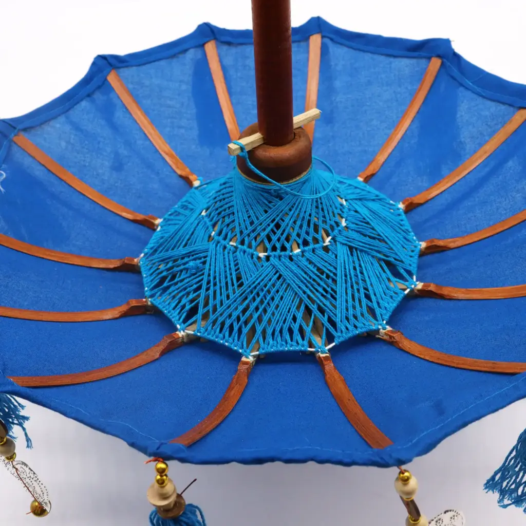 Bali Home Decor Parasol – Cotton – Blue- 40cm | www.artisangoods.co.uk 3 Bali Home Decor Parasol – Cotton – Blue- 40cm | www.artisangoods.co.uk 3