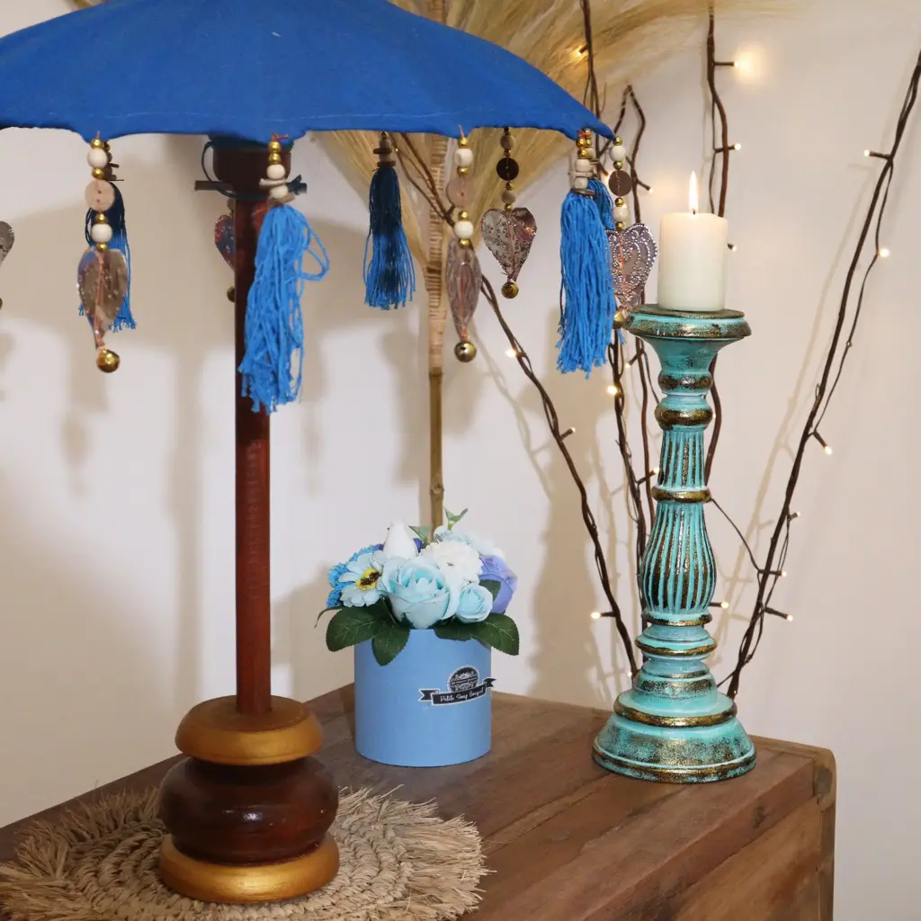 Bali Home Decor Parasol – Cotton – Turquoise- 40cm | www.artisangoods.co.uk 5 Bali Home Decor Parasol – Cotton – Turquoise- 40cm | www.artisangoods.co.uk 5