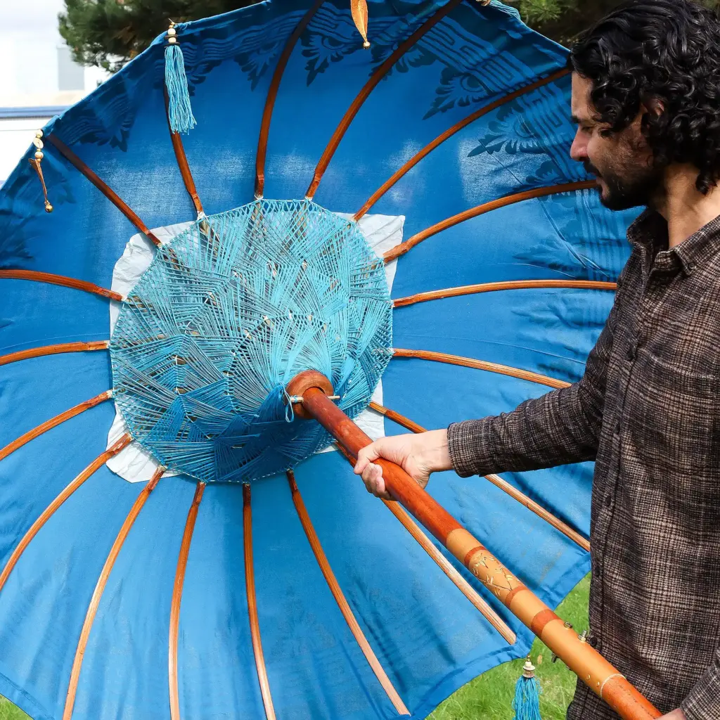 Bali Patio Parasol – Cotton – Turquoise Decor – 1.5m | www.artisangoods.co.uk 2 Bali Patio Parasol – Cotton – Turquoise Decor – 1.5m | www.artisangoods.co.uk 2