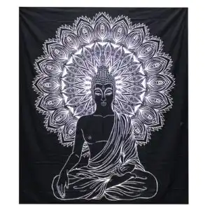 B&W Double Cotton Bedspread + Wall Hanging – Buddha | www.artisangoods.co.uk B&W Double Cotton Bedspread + Wall Hanging – Buddha | www.artisangoods.co.uk 1