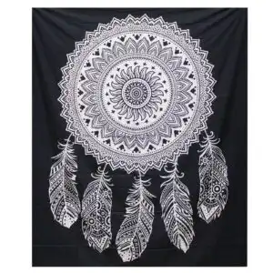 B&W Double Cotton Bedspread + Wall Hanging – Dreamcatcher | www.artisangoods.co.uk B&W Double Cotton Bedspread + Wall Hanging – Dreamcatcher | www.artisangoods.co.uk 1