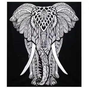 B&W Double Cotton Bedspread + Wall Hanging – Elephant | www.artisangoods.co.uk B&W Double Cotton Bedspread + Wall Hanging – Elephant | www.artisangoods.co.uk