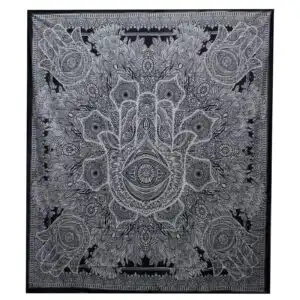 B&W Double Cotton Bedspread + Wall Hanging – Hamsa | www.artisangoods.co.uk B&W Double Cotton Bedspread + Wall Hanging – Hamsa | www.artisangoods.co.uk
