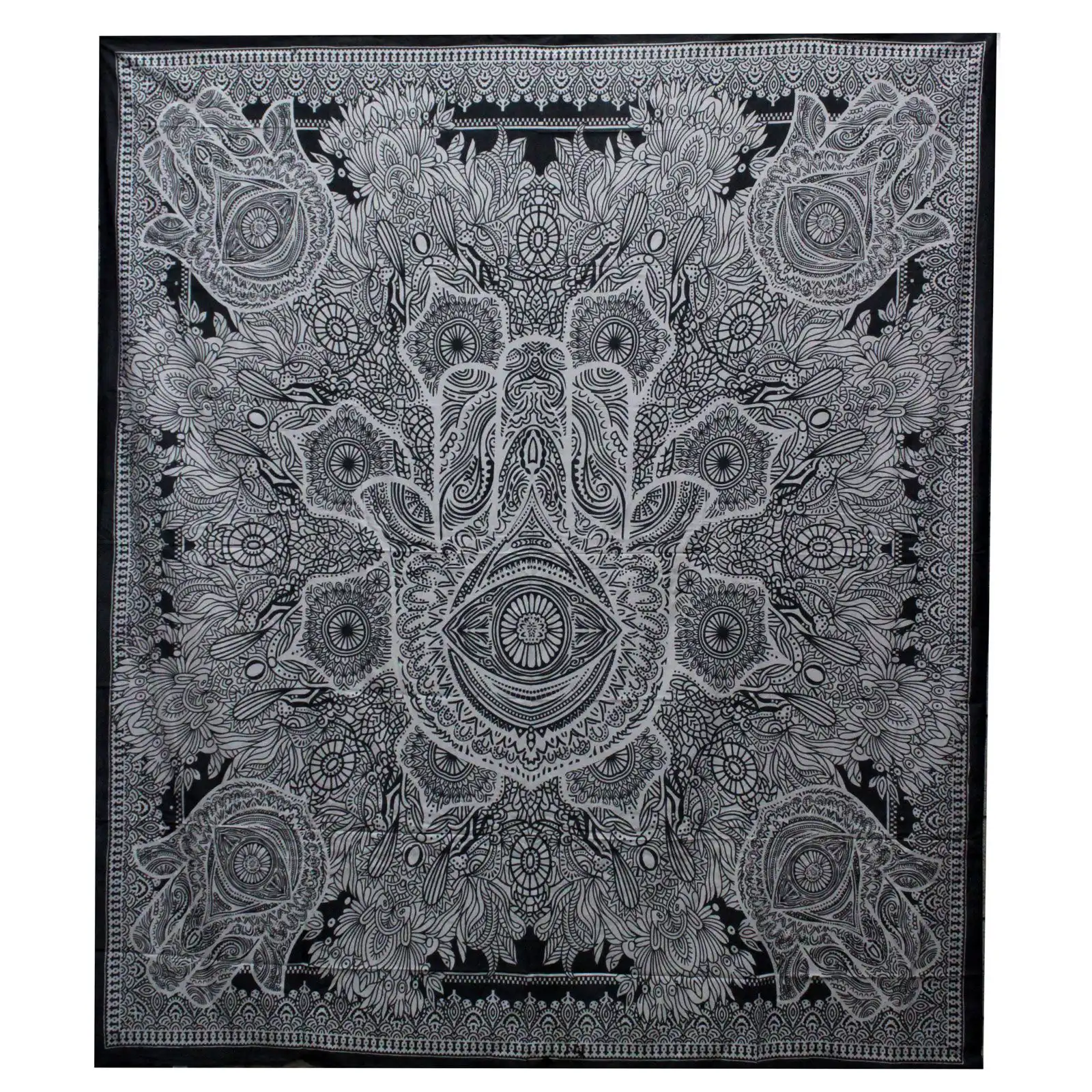 B&W Double Cotton Bedspread + Wall Hanging – Hamsa | www.artisangoods.co.uk 2 B&W Double Cotton Bedspread + Wall Hanging – Hamsa | www.artisangoods.co.uk