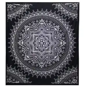 B&W Double Cotton Bedspread + Wall Hanging – Lotus Flower | www.artisangoods.co.uk B&W Double Cotton Bedspread + Wall Hanging – Lotus Flower | www.artisangoods.co.uk