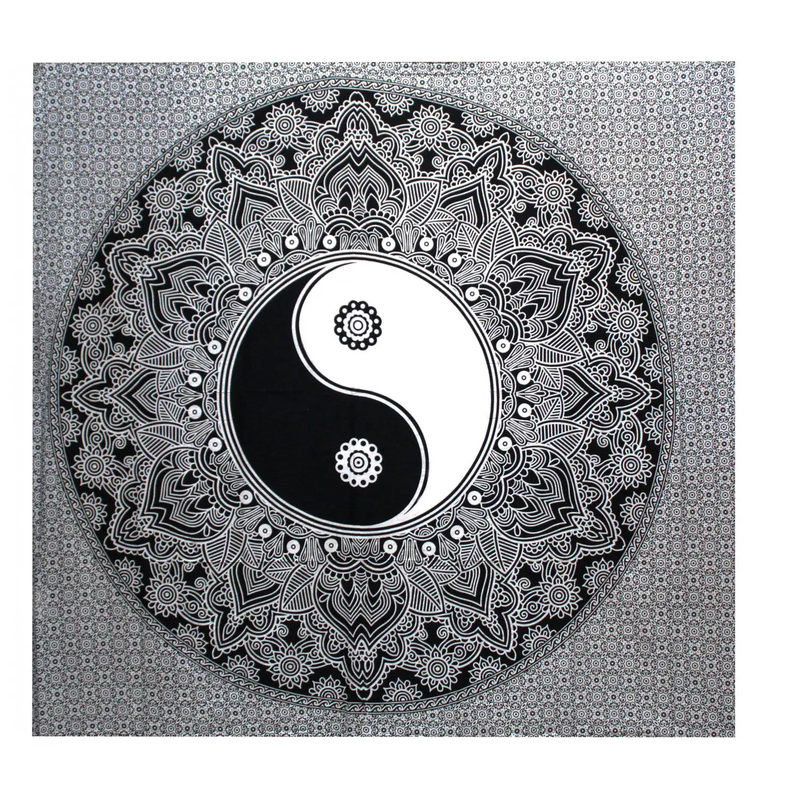 B&W Double Cotton Bedspread + Wall Hanging – Ying yang | www.artisangoods.co.uk 2 B&W Double Cotton Bedspread + Wall Hanging – Ying yang | www.artisangoods.co.uk 1