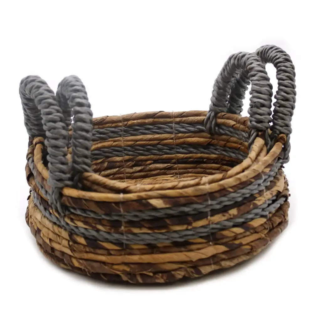 Banana Leaf & Abu-abu Raffia Basket- Set of 2 | www.artisangoods.co.uk 3