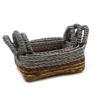 Banana Leaf & Abu-Abu Raffia Square Basket- Set of 3 | www.artisangoods.co.uk 7