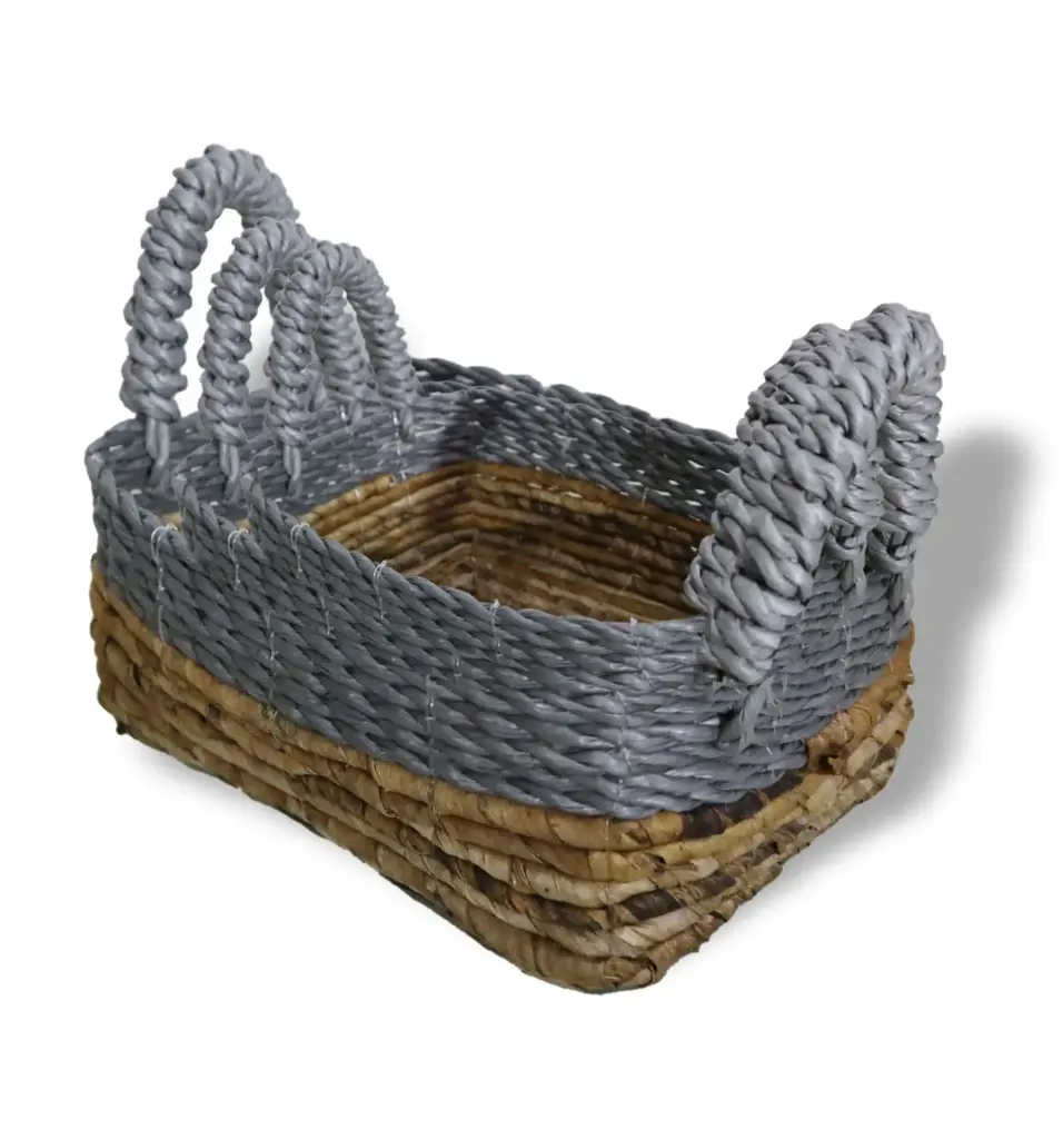 Banana Leaf & Abu-Abu Raffia Square Basket- Set of 3 | www.artisangoods.co.uk 5