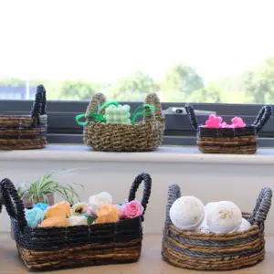 Banana Leaf & Hitam Raffia Basket- Set of 2 | www.artisangoods.co.uk 5