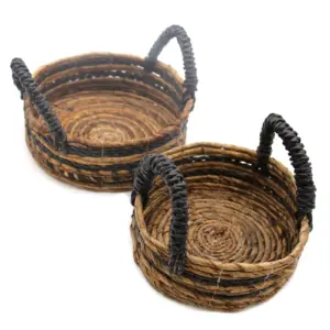 Banana Leaf & Hitam Raffia Basket- Set of 2 | www.artisangoods.co.uk 3