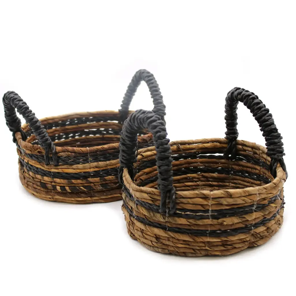 Banana Leaf & Hitam Raffia Basket- Set of 2 | www.artisangoods.co.uk